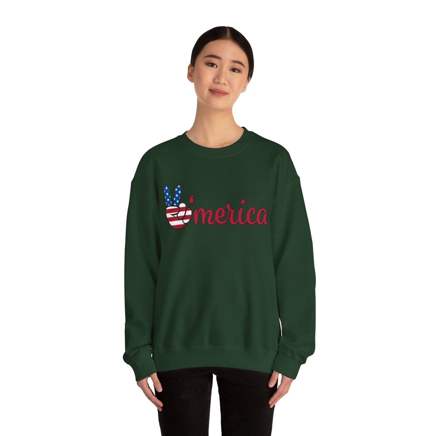 'Merica Peace Sign Sweatshirt – Patriotic 4th of July Crewneck