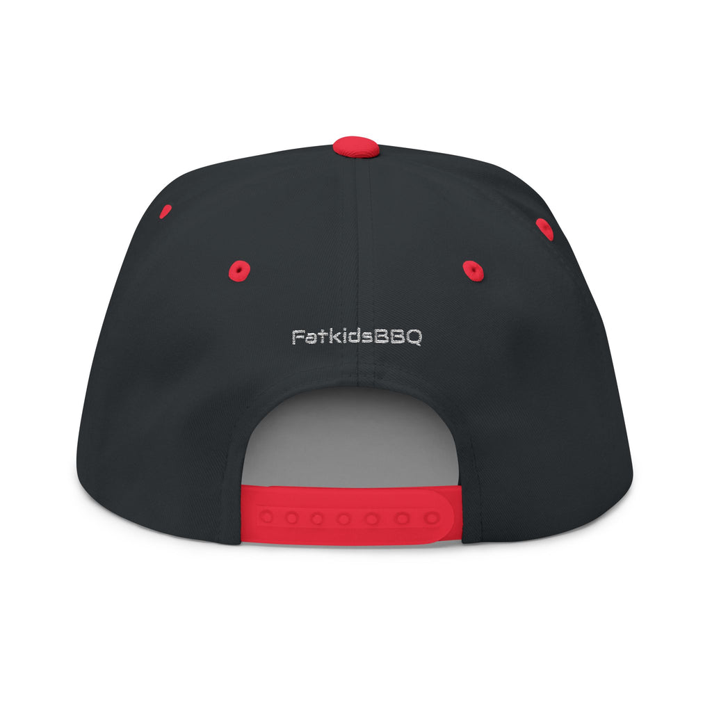 Eat BBQ Embroidered Flat Bill Cap — Snapback BBQ Hat for Grill Lovers