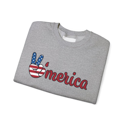 'Merica Peace Sign Sweatshirt – Patriotic 4th of July Crewneck