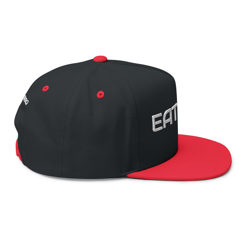 Eat BBQ Embroidered Flat Bill Cap — Snapback BBQ Hat for Grill Lovers