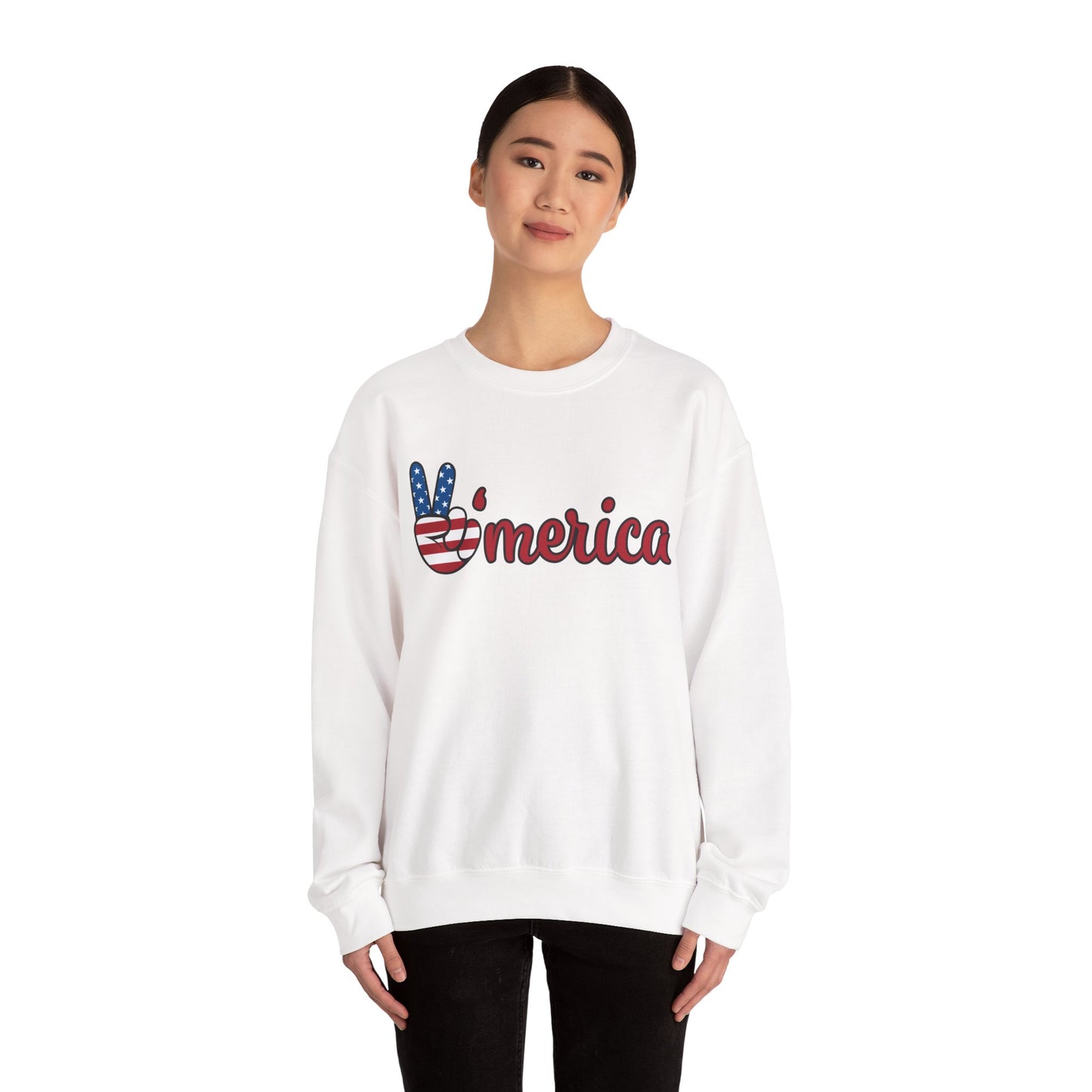 'Merica Peace Sign Sweatshirt – Patriotic 4th of July Crewneck