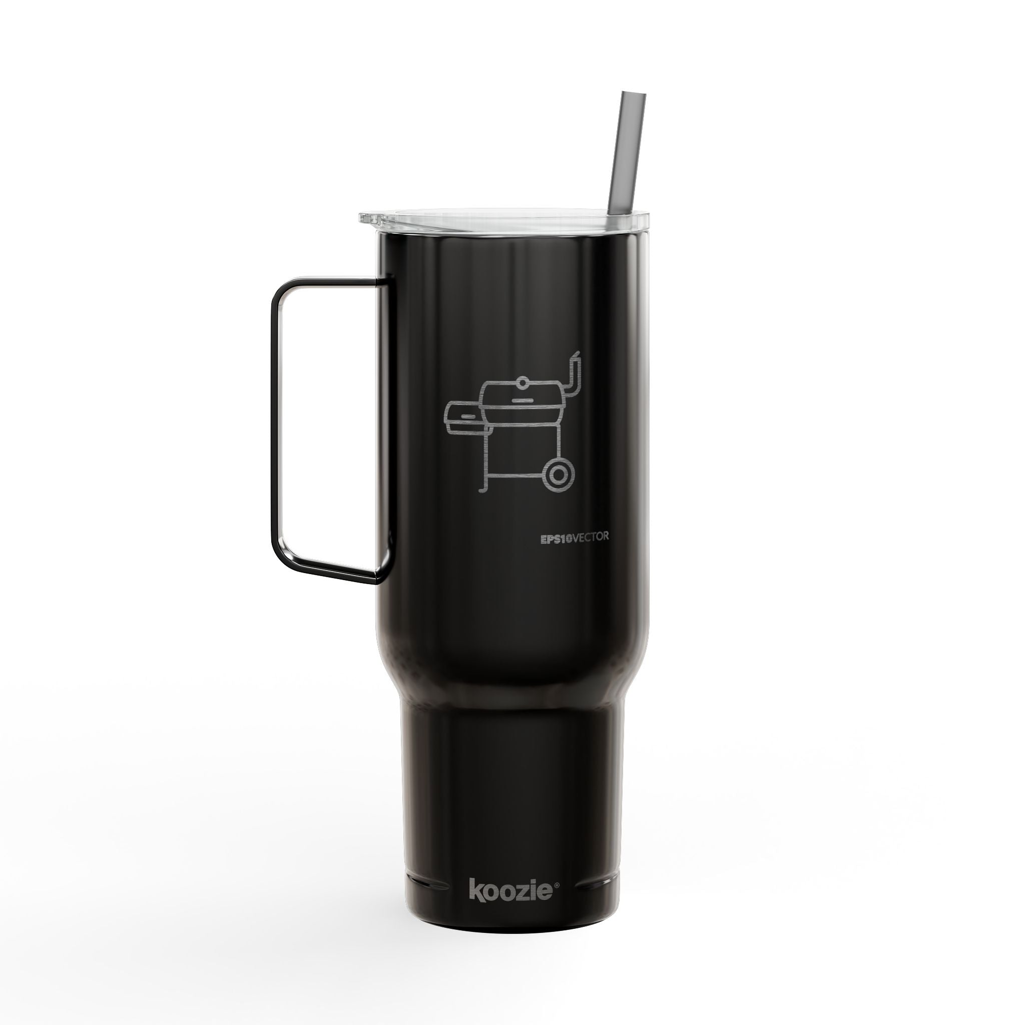 40oz Engraved Tumbler with Lid – BBQ Grill Design, Insulated Travel Cup