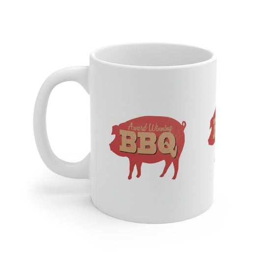 BBQ Pig 11oz Coffee Mug — Retro 'Award Winner BBQ' Grilling Gift