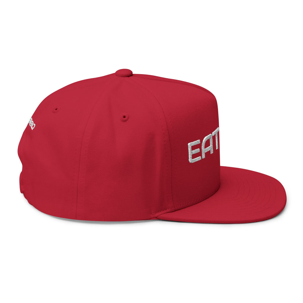 Eat BBQ Embroidered Flat Bill Cap — Snapback BBQ Hat for Grill Lovers
