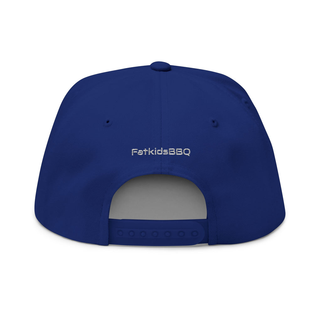 Eat BBQ Embroidered Flat Bill Cap — Snapback BBQ Hat for Grill Lovers