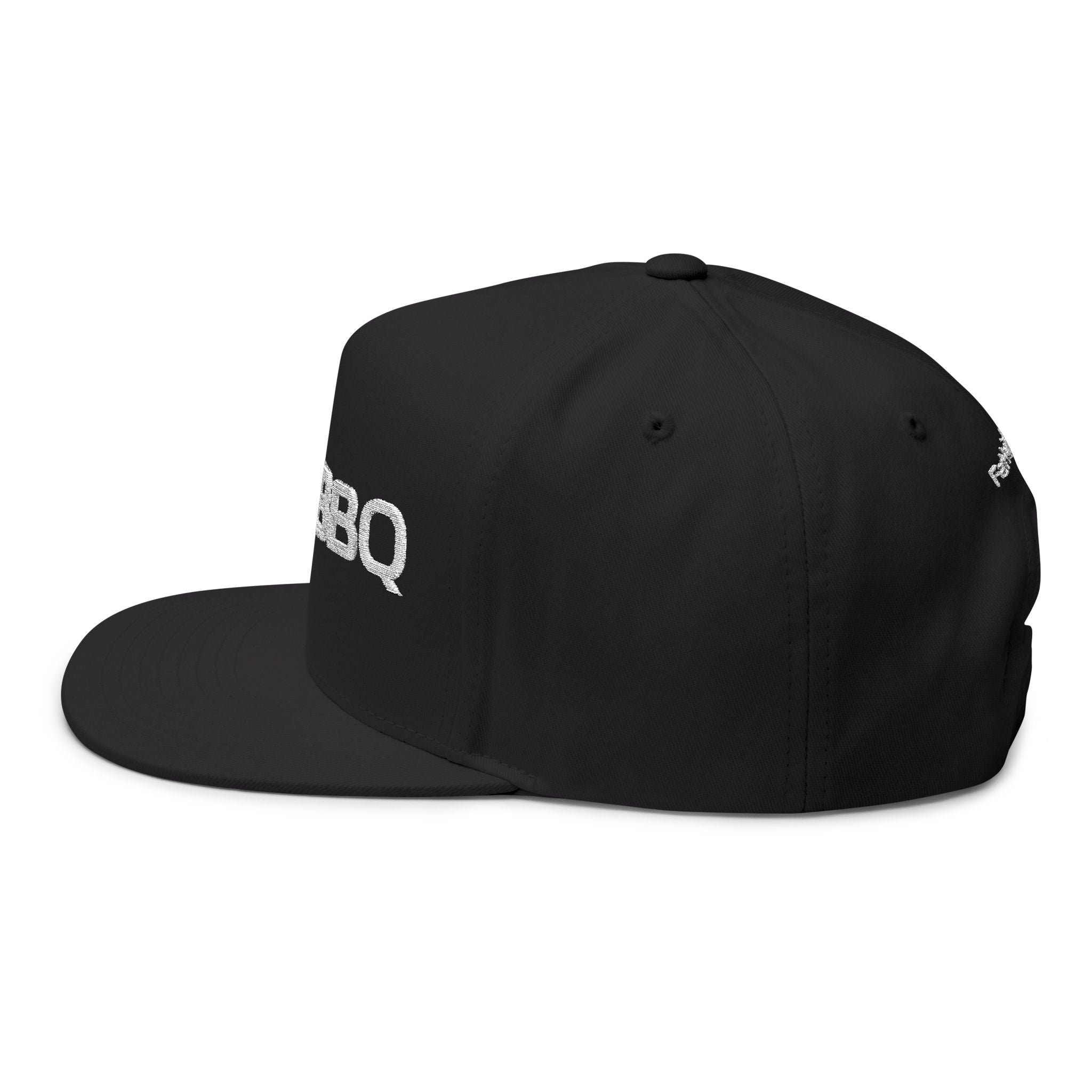 Eat BBQ Embroidered Flat Bill Cap — Snapback BBQ Hat for Grill Lovers