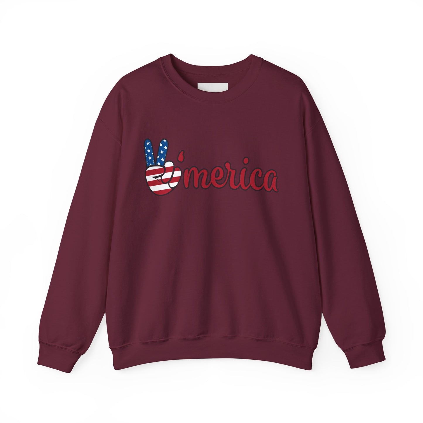 'Merica Peace Sign Sweatshirt – Patriotic 4th of July Crewneck