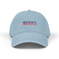 Embroidered 'MERICA Flag Text Denim Hat — Patriotic Adjustable Baseball Cap