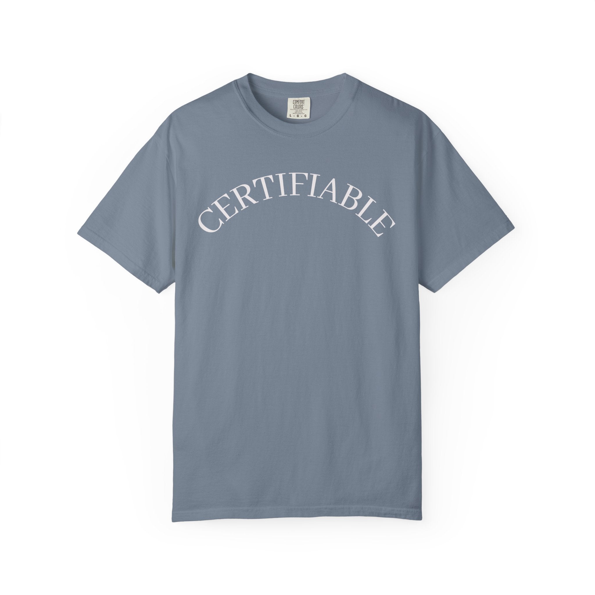 Certifiable Arc T‑Shirt — Minimal Graphic Tee with 'CERTIFIABLE' Text