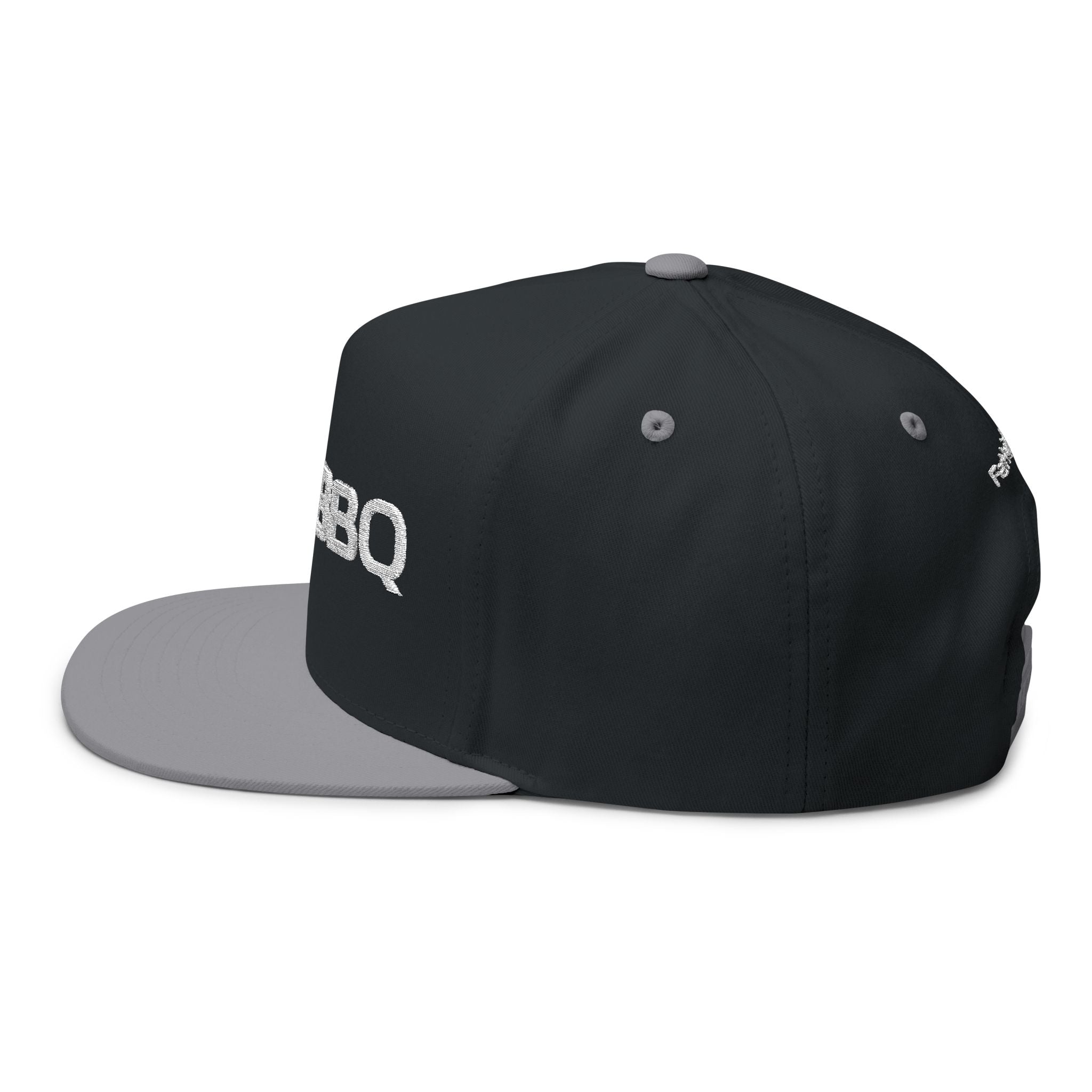 Eat BBQ Embroidered Flat Bill Cap — Snapback BBQ Hat for Grill Lovers