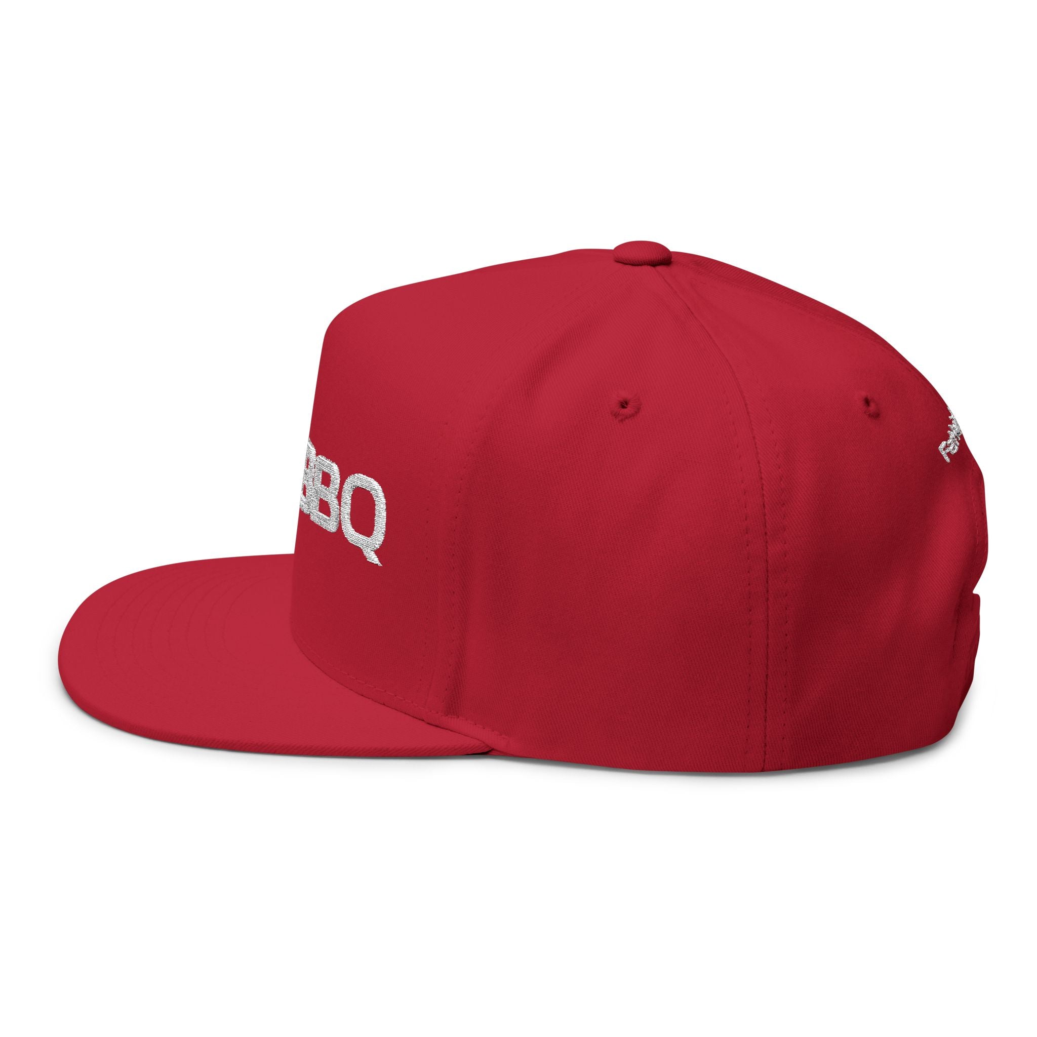 Eat BBQ Embroidered Flat Bill Cap — Snapback BBQ Hat for Grill Lovers