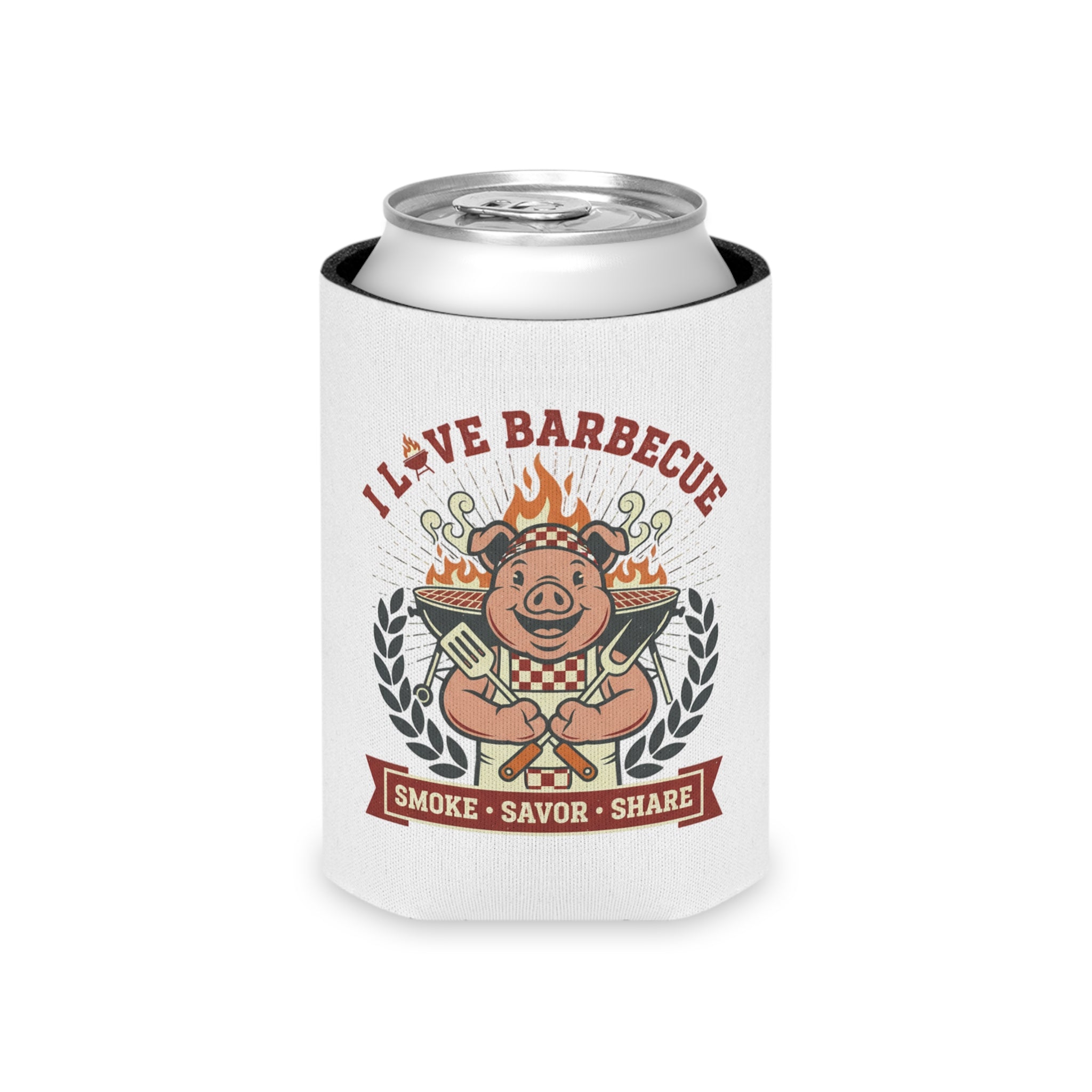 Can Cooler — "I Love Barbecue: Smoke • Savor • Share" Can Koozie