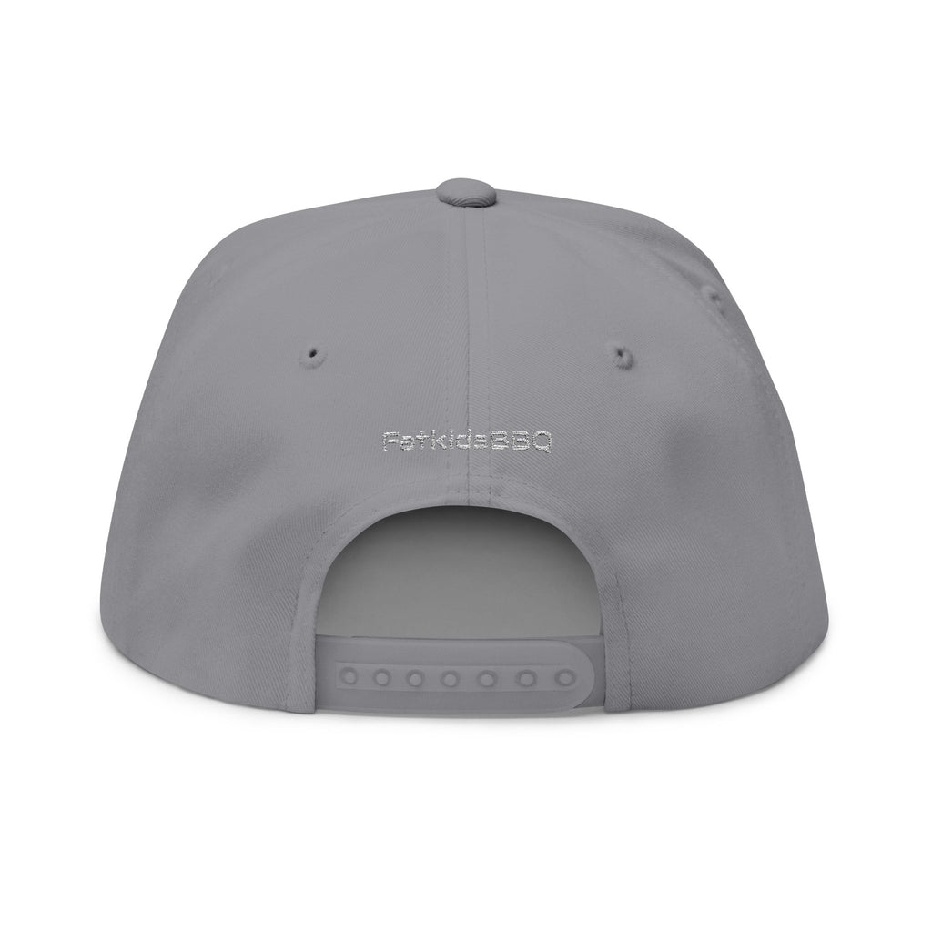 Eat BBQ Embroidered Flat Bill Cap — Snapback BBQ Hat for Grill Lovers
