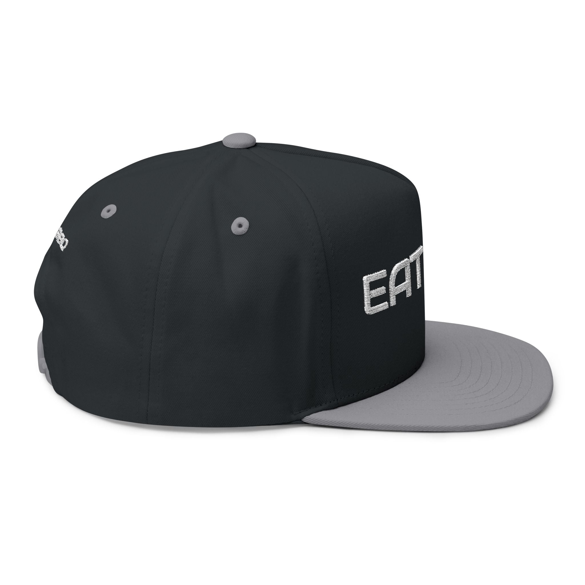 Eat BBQ Embroidered Flat Bill Cap — Snapback BBQ Hat for Grill Lovers
