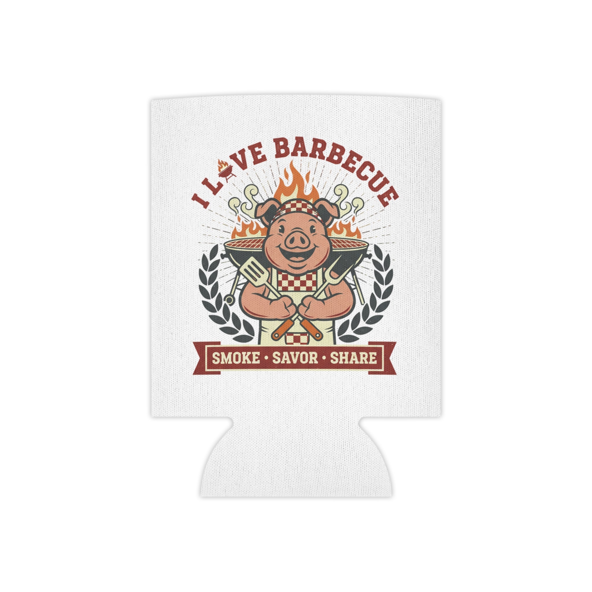Can Cooler — "I Love Barbecue: Smoke • Savor • Share" Can Koozie