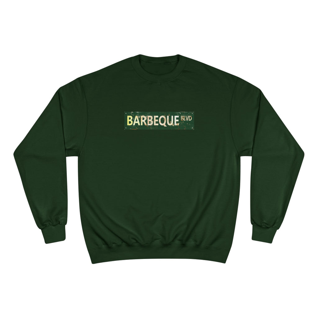Barbeque Blvd Sweatshirt — Retro Street Sign BBQ Pullover