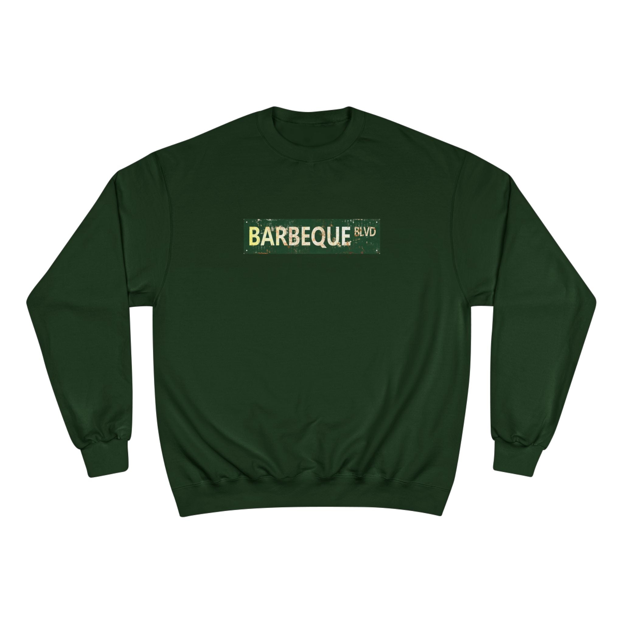 Barbeque Blvd Sweatshirt — Retro Street Sign BBQ Pullover