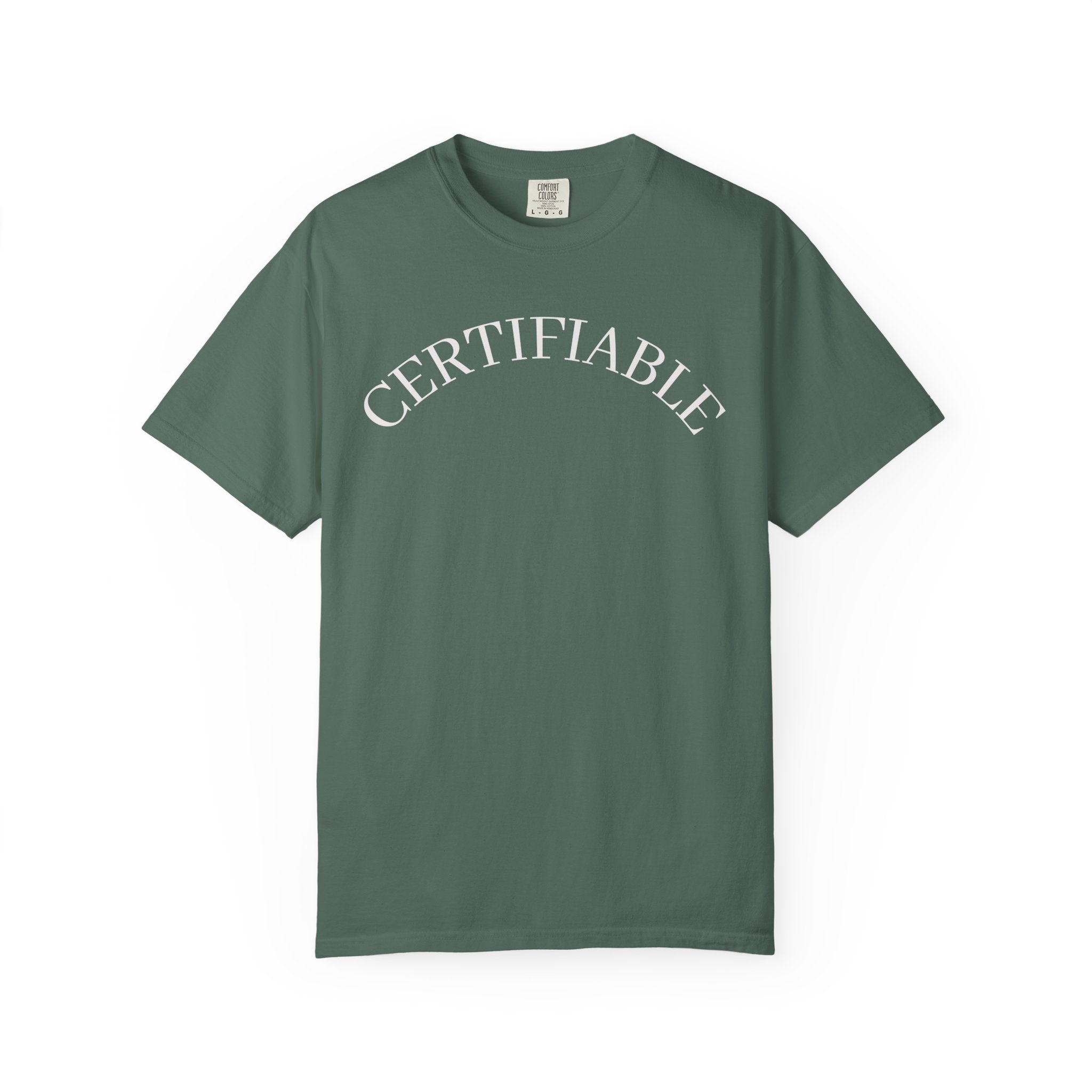 Certifiable Arc T‑Shirt — Minimal Graphic Tee with 'CERTIFIABLE' Text