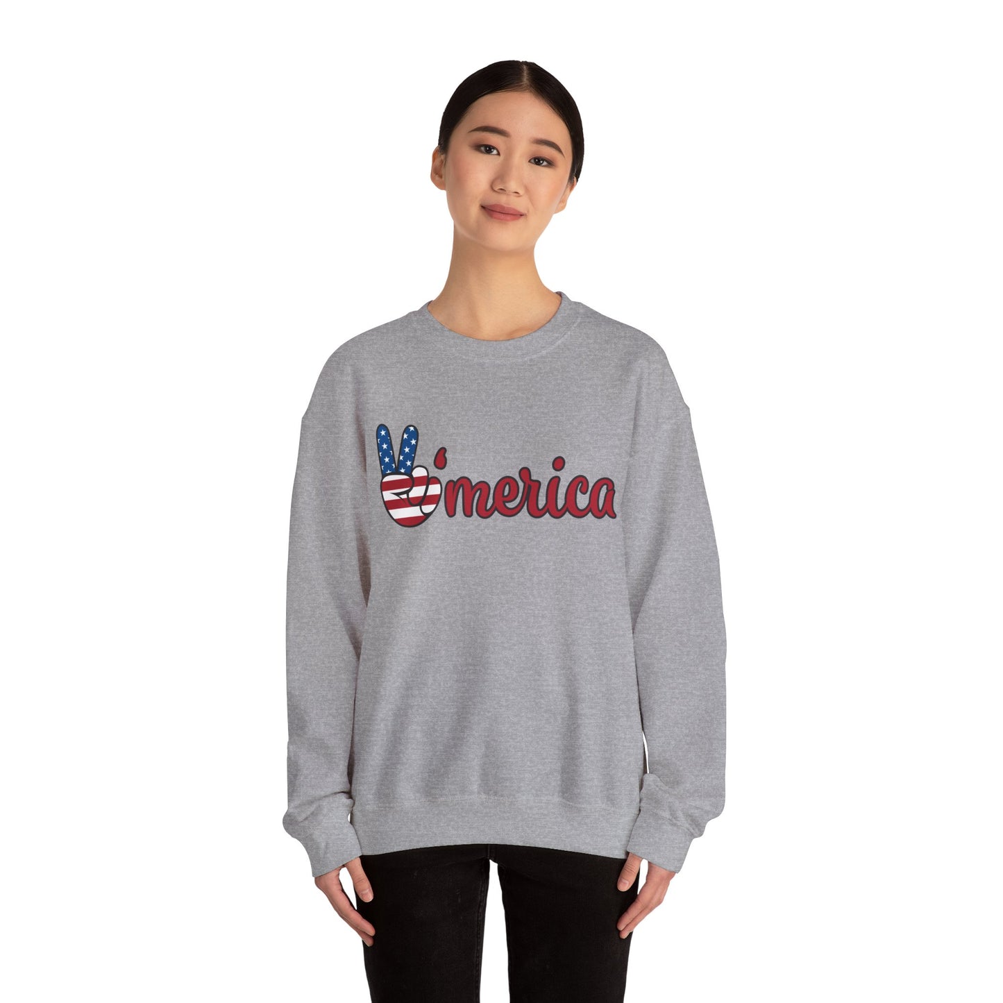 'Merica Peace Sign Sweatshirt – Patriotic 4th of July Crewneck
