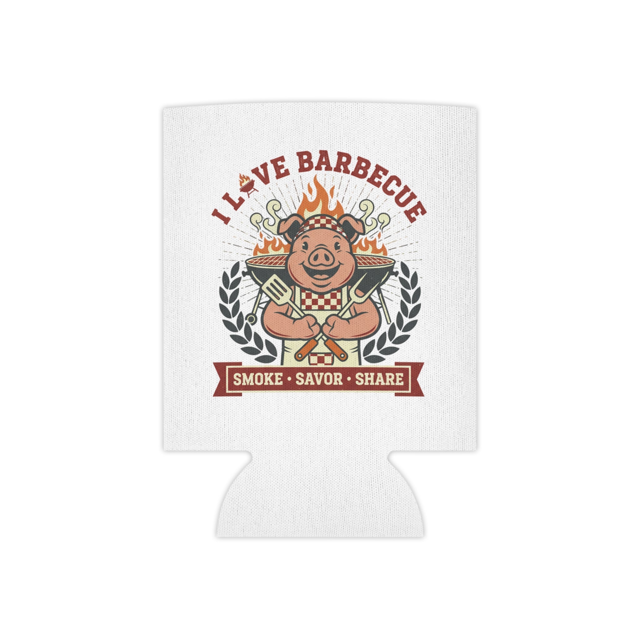 Can Cooler — "I Love Barbecue: Smoke • Savor • Share" Can Koozie