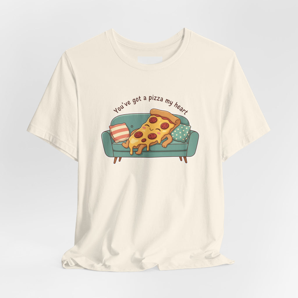 Pizza on the Couch Tee | Food Pun Shirt, Cozy Snack Cartoon