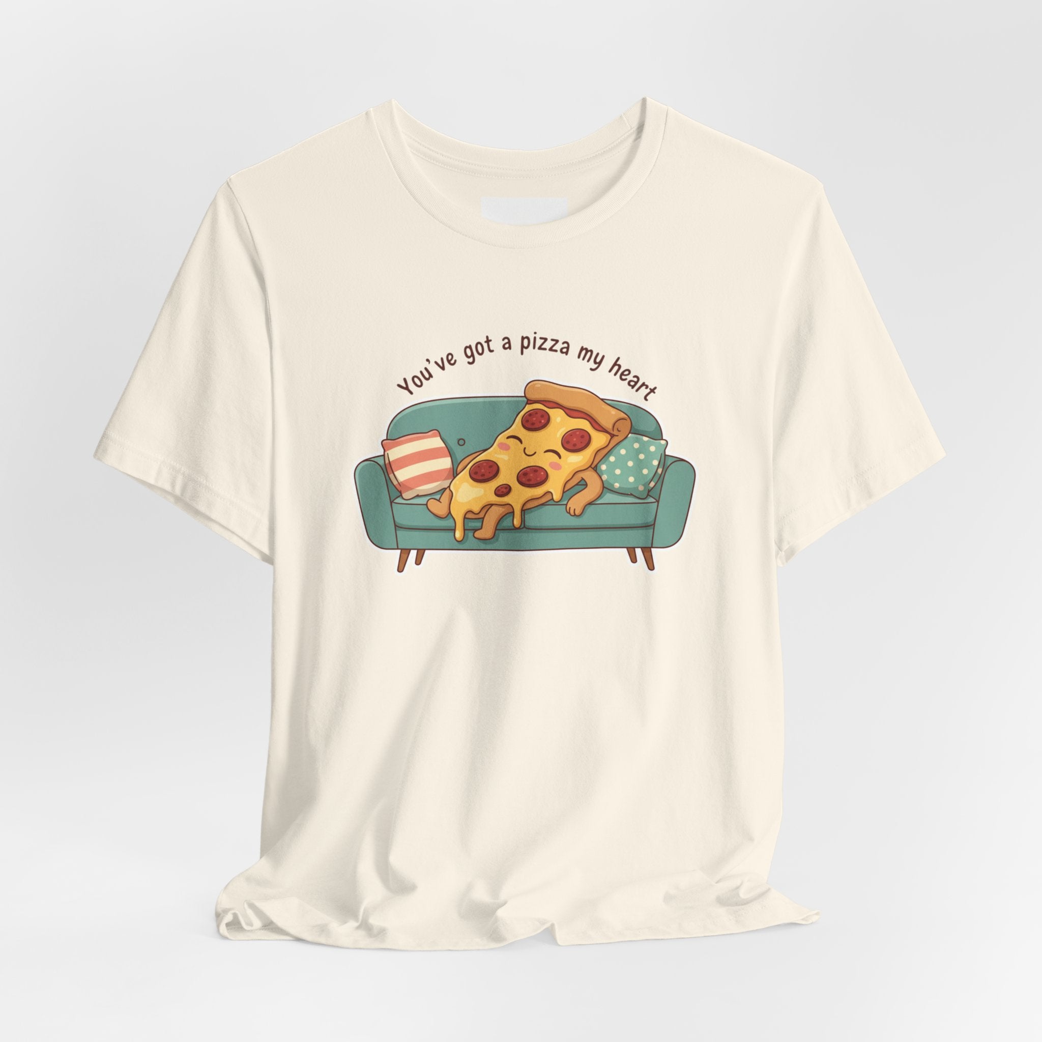 Pizza on the Couch Tee | Food Pun Shirt, Cozy Snack Cartoon