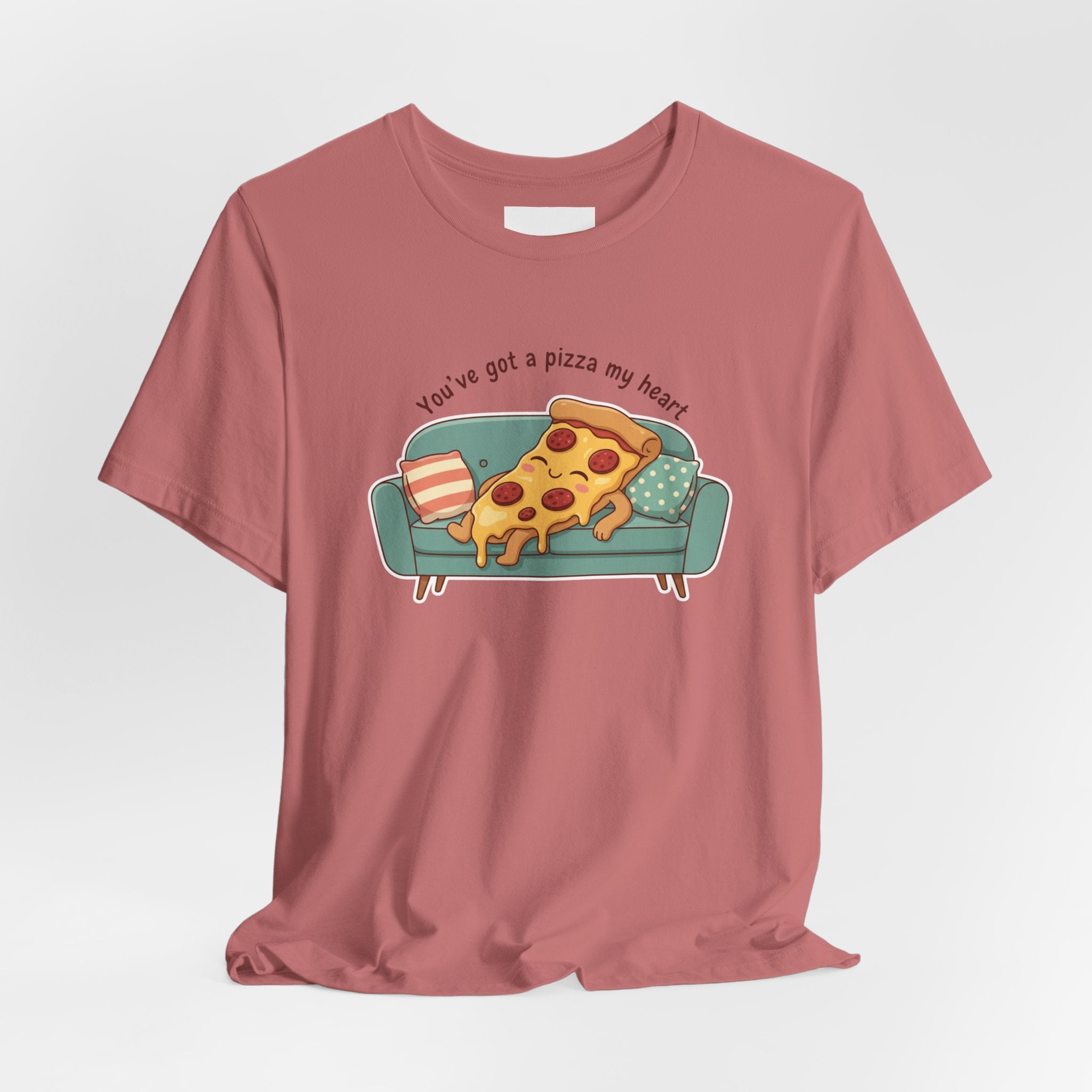 Pizza on the Couch Tee | Food Pun Shirt, Cozy Snack Cartoon