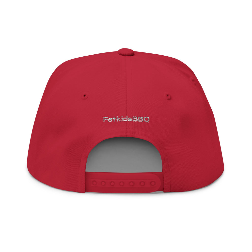 Eat BBQ Embroidered Flat Bill Cap — Snapback BBQ Hat for Grill Lovers