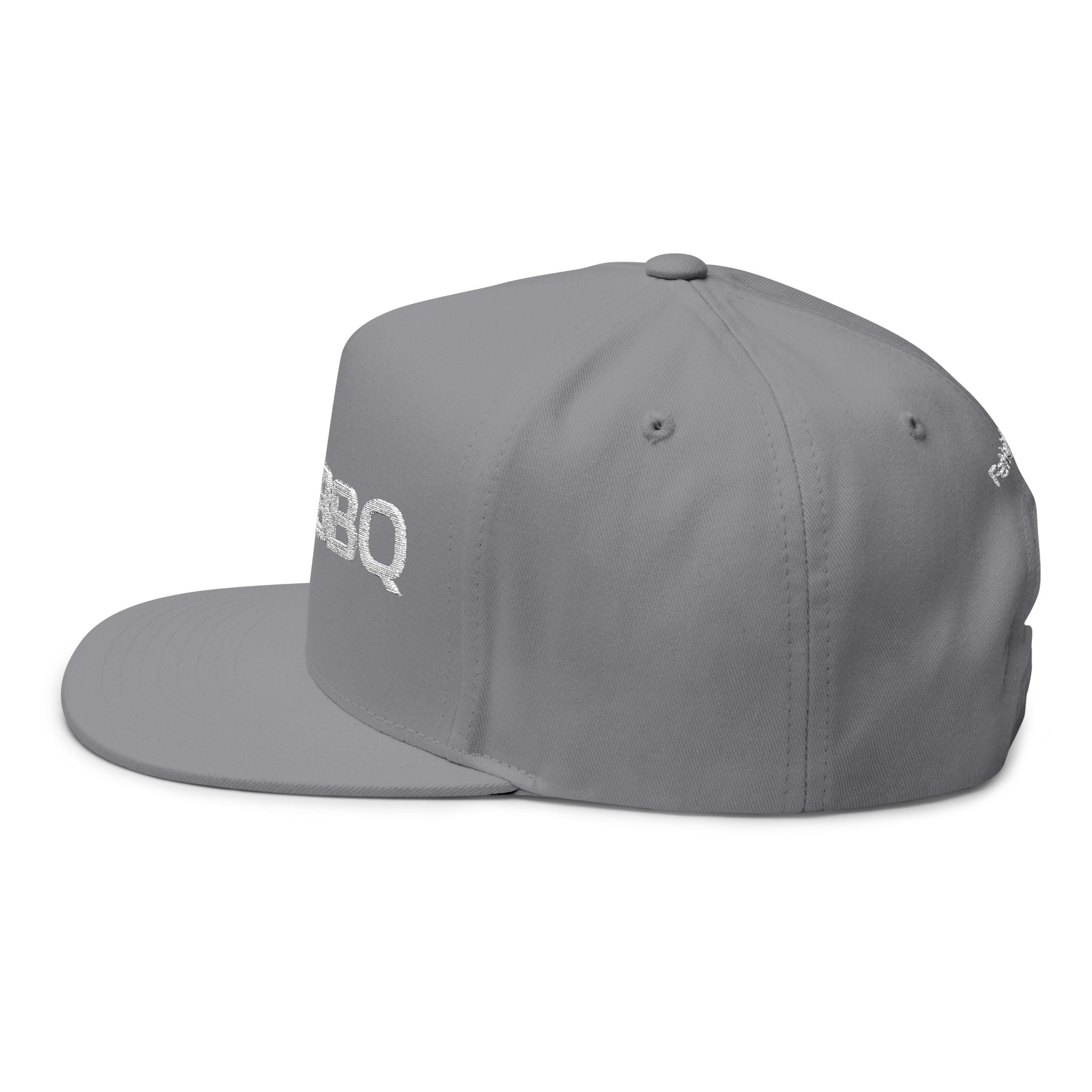 Eat BBQ Embroidered Flat Bill Cap — Snapback BBQ Hat for Grill Lovers