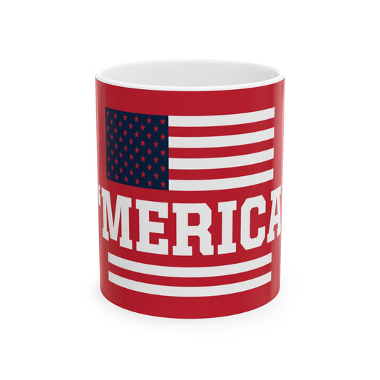 American Flag Ceramic Mug — Patriotic Red USA Coffee Cup (11oz, 15oz)