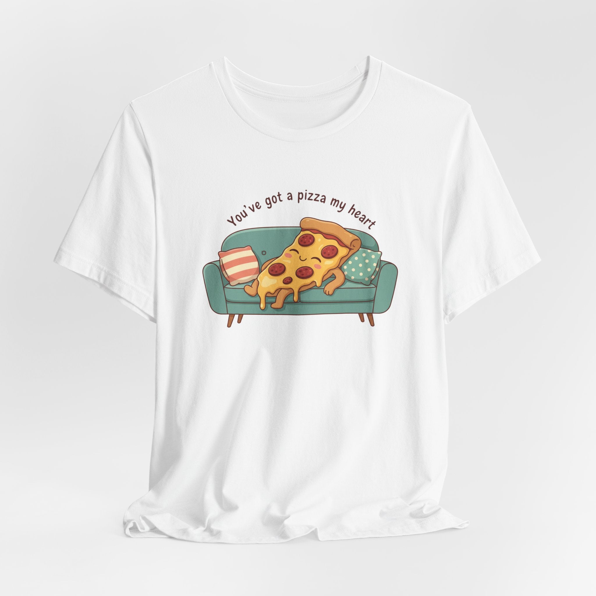 Pizza on the Couch Tee | Food Pun Shirt, Cozy Snack Cartoon