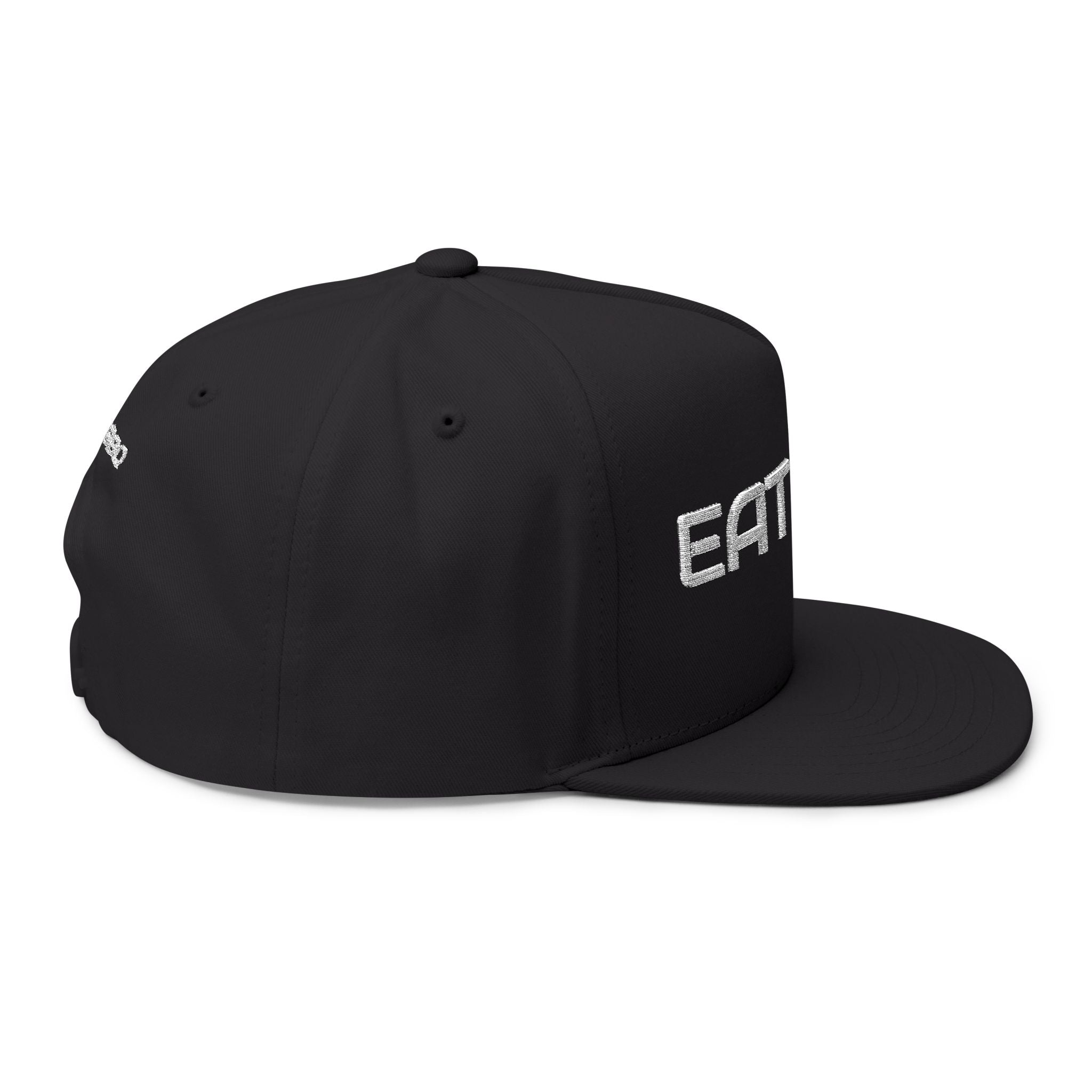 Eat BBQ Embroidered Flat Bill Cap — Snapback BBQ Hat for Grill Lovers