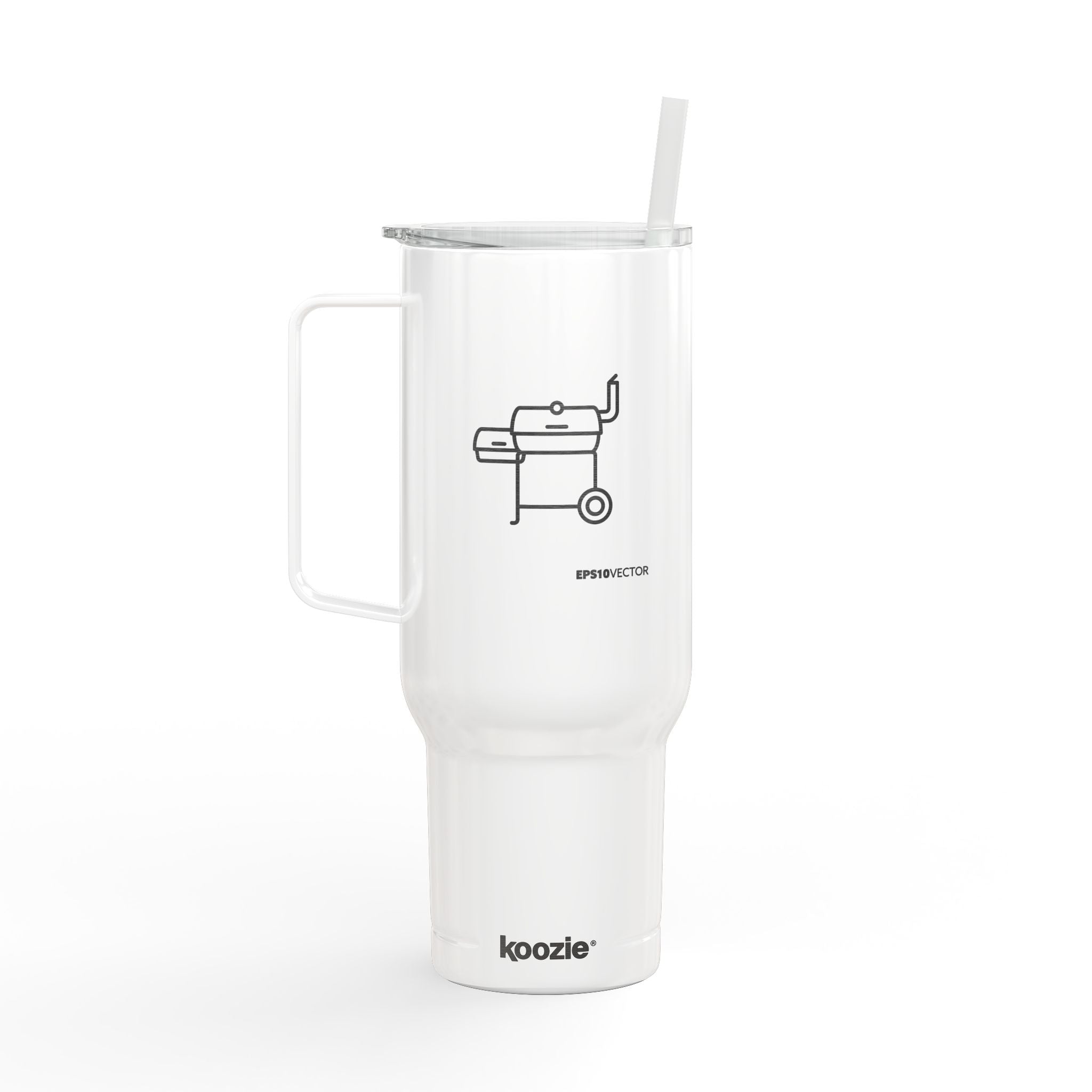 40oz Engraved Tumbler with Lid – BBQ Grill Design, Insulated Travel Cup