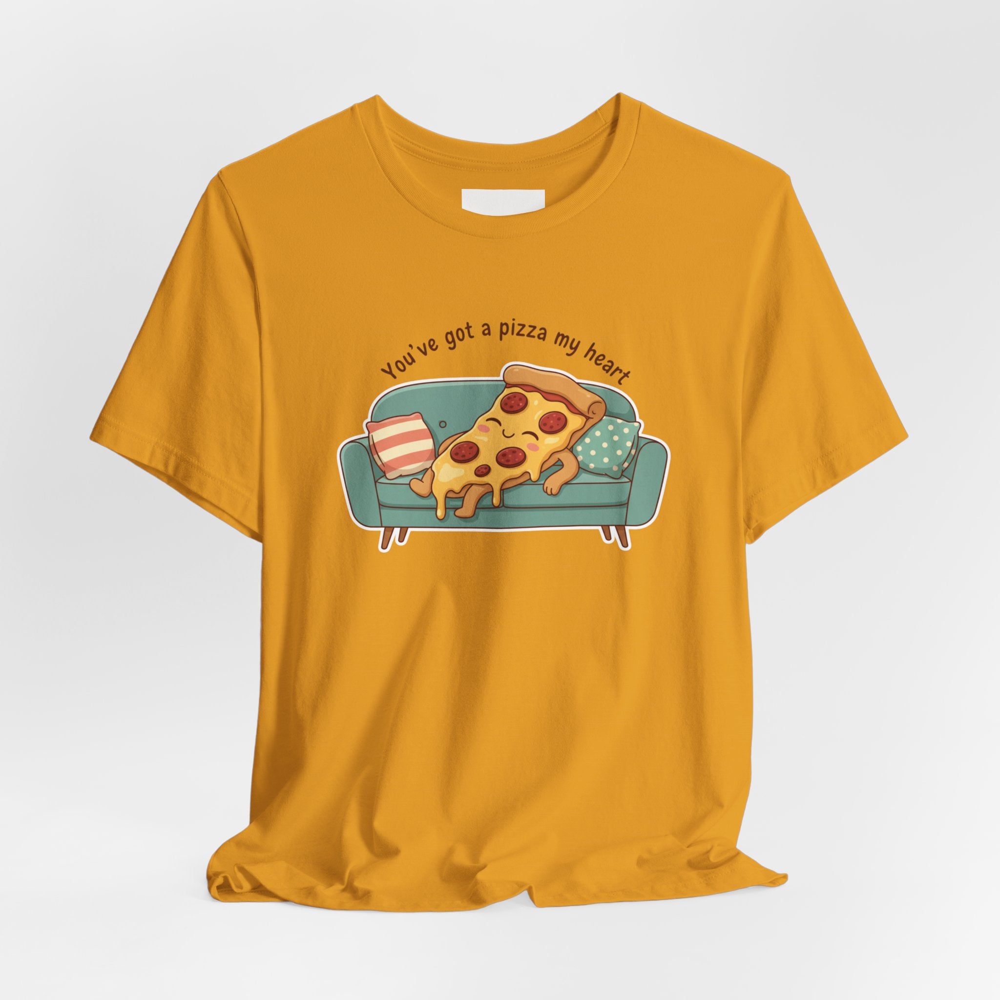 Pizza on the Couch Tee | Food Pun Shirt, Cozy Snack Cartoon