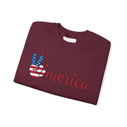 'Merica Peace Sign Sweatshirt – Patriotic 4th of July Crewneck