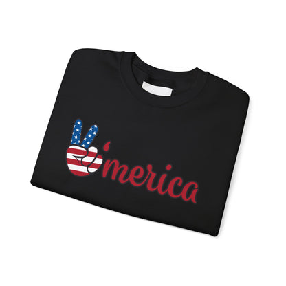 'Merica Peace Sign Sweatshirt – Patriotic 4th of July Crewneck