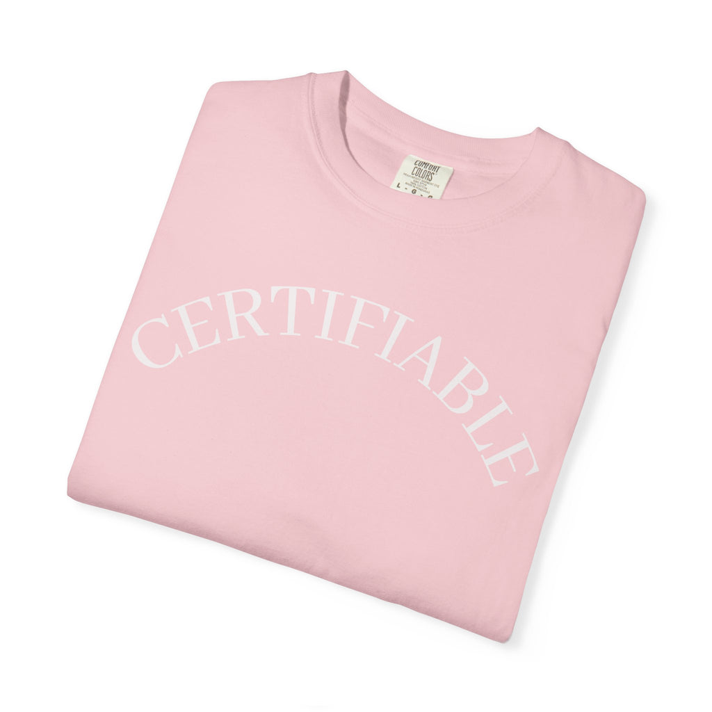 Certifiable Arc T‑Shirt — Minimal Graphic Tee with 'CERTIFIABLE' Text