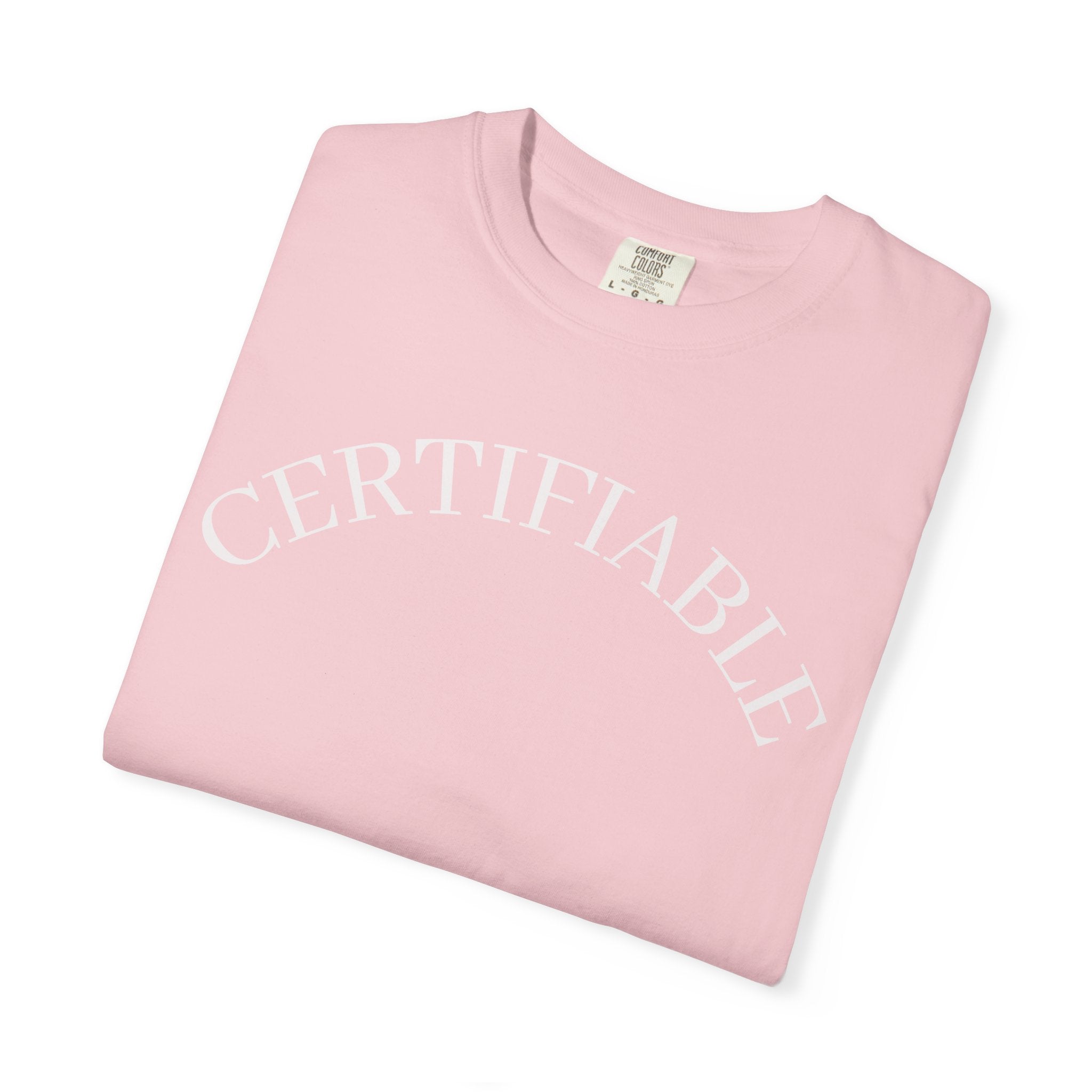 Certifiable Arc T‑Shirt — Minimal Graphic Tee with 'CERTIFIABLE' Text