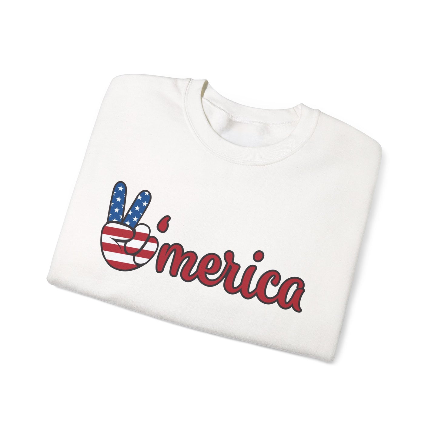 'Merica Peace Sign Sweatshirt – Patriotic 4th of July Crewneck