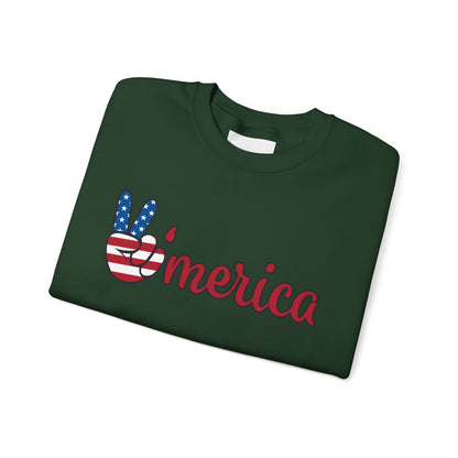 'Merica Peace Sign Sweatshirt – Patriotic 4th of July Crewneck