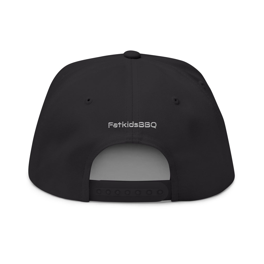 Eat BBQ Embroidered Flat Bill Cap — Snapback BBQ Hat for Grill Lovers