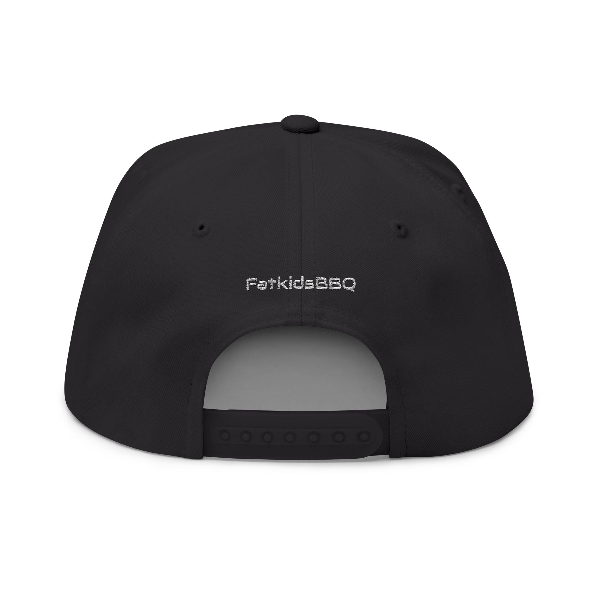 Eat BBQ Embroidered Flat Bill Cap — Snapback BBQ Hat for Grill Lovers