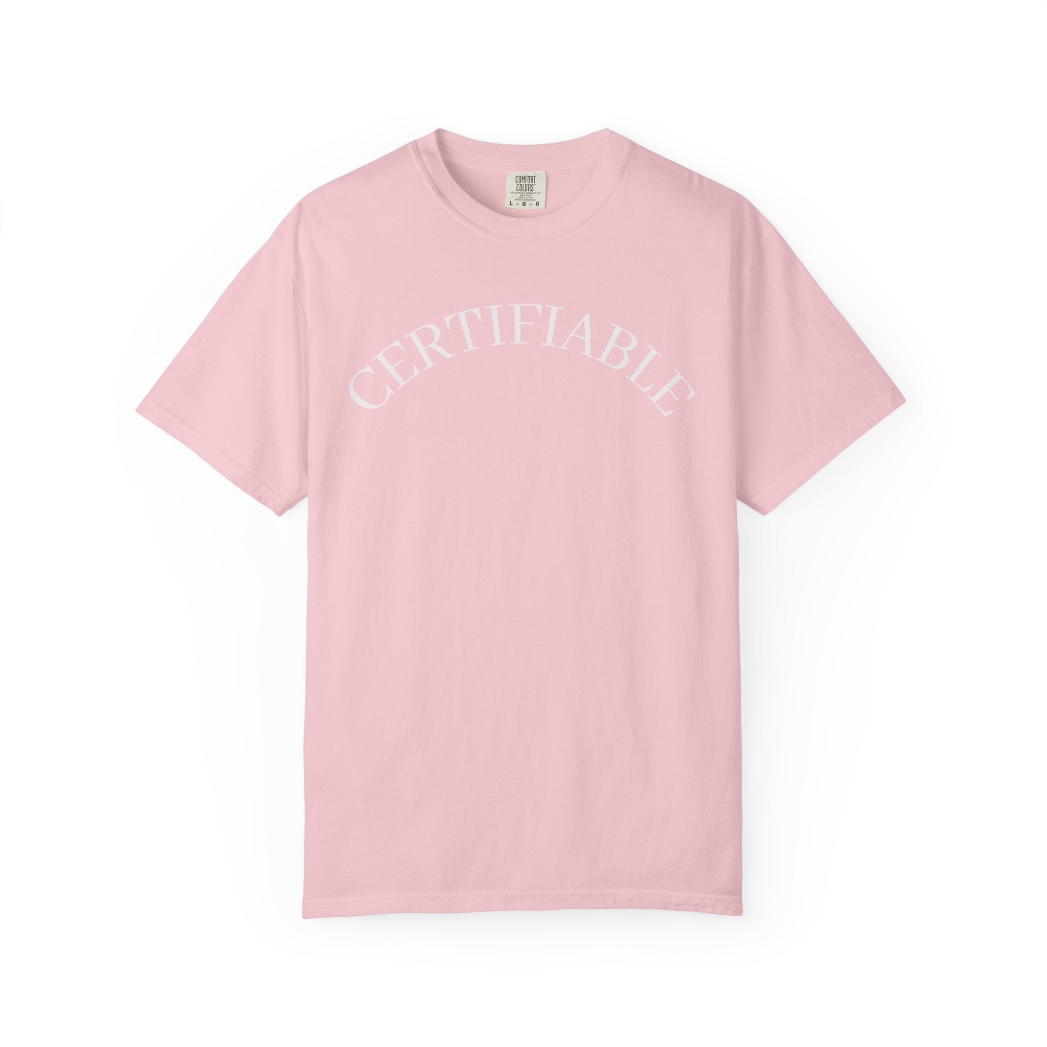 Certifiable Arc T‑Shirt — Minimal Graphic Tee with 'CERTIFIABLE' Text