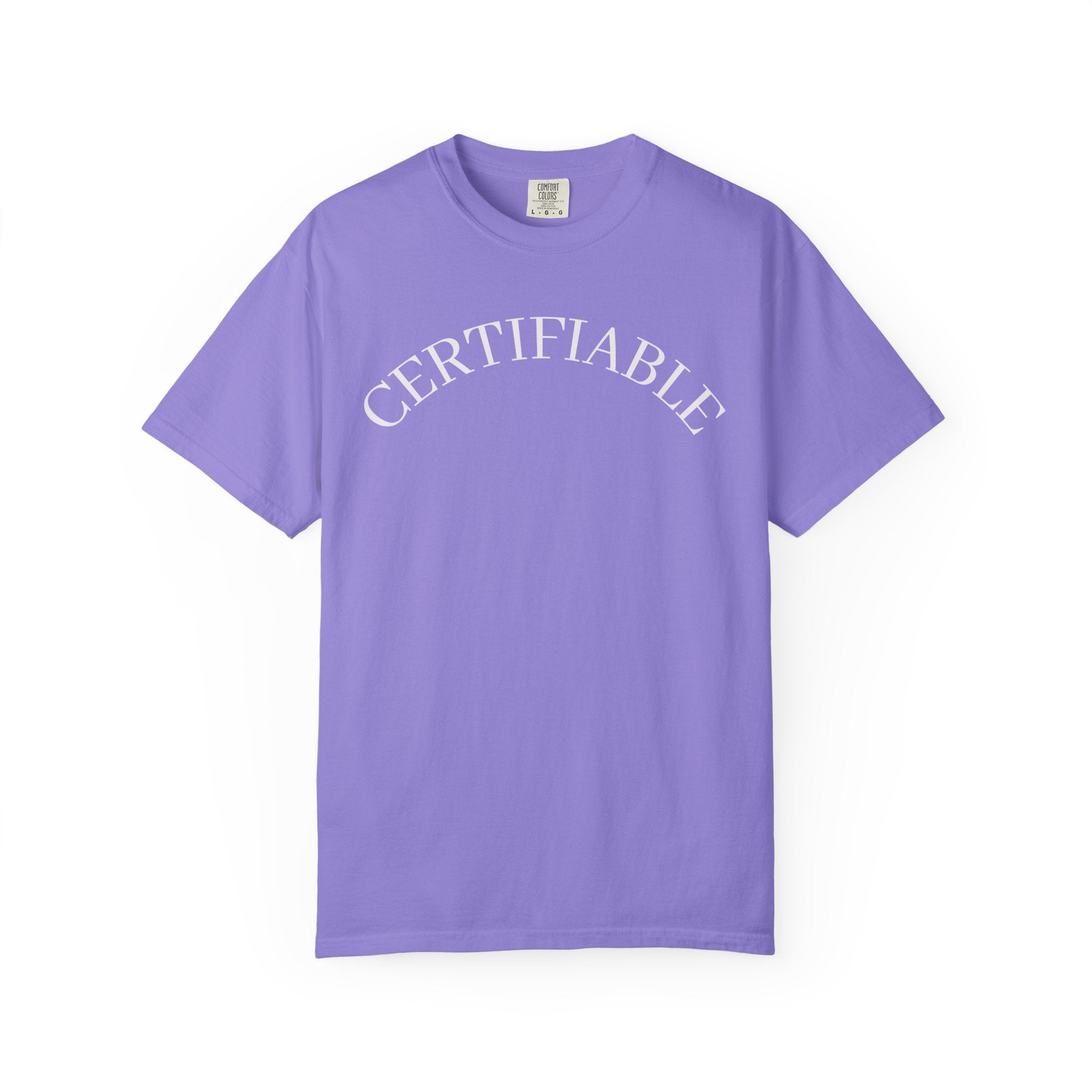 Certifiable Arc T‑Shirt — Minimal Graphic Tee with 'CERTIFIABLE' Text