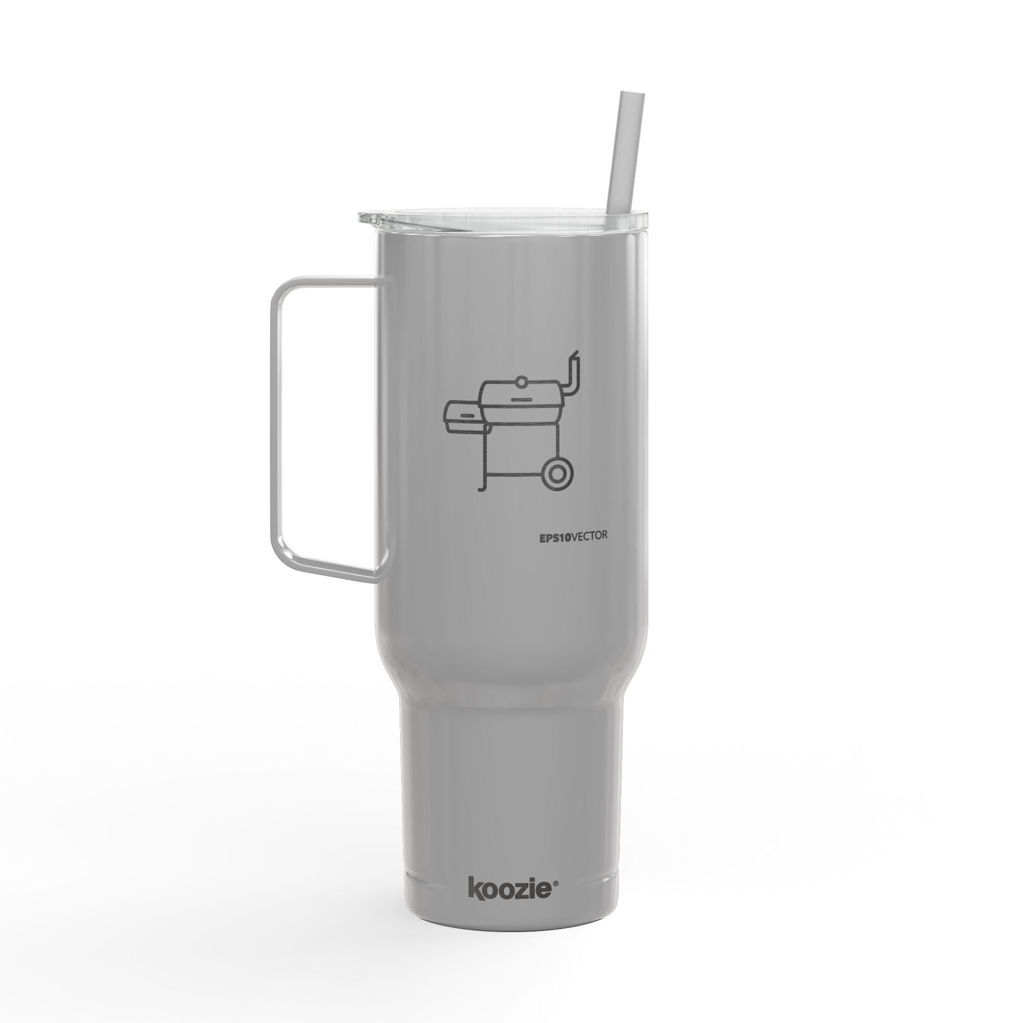 40oz Engraved Tumbler with Lid – BBQ Grill Design, Insulated Travel Cup