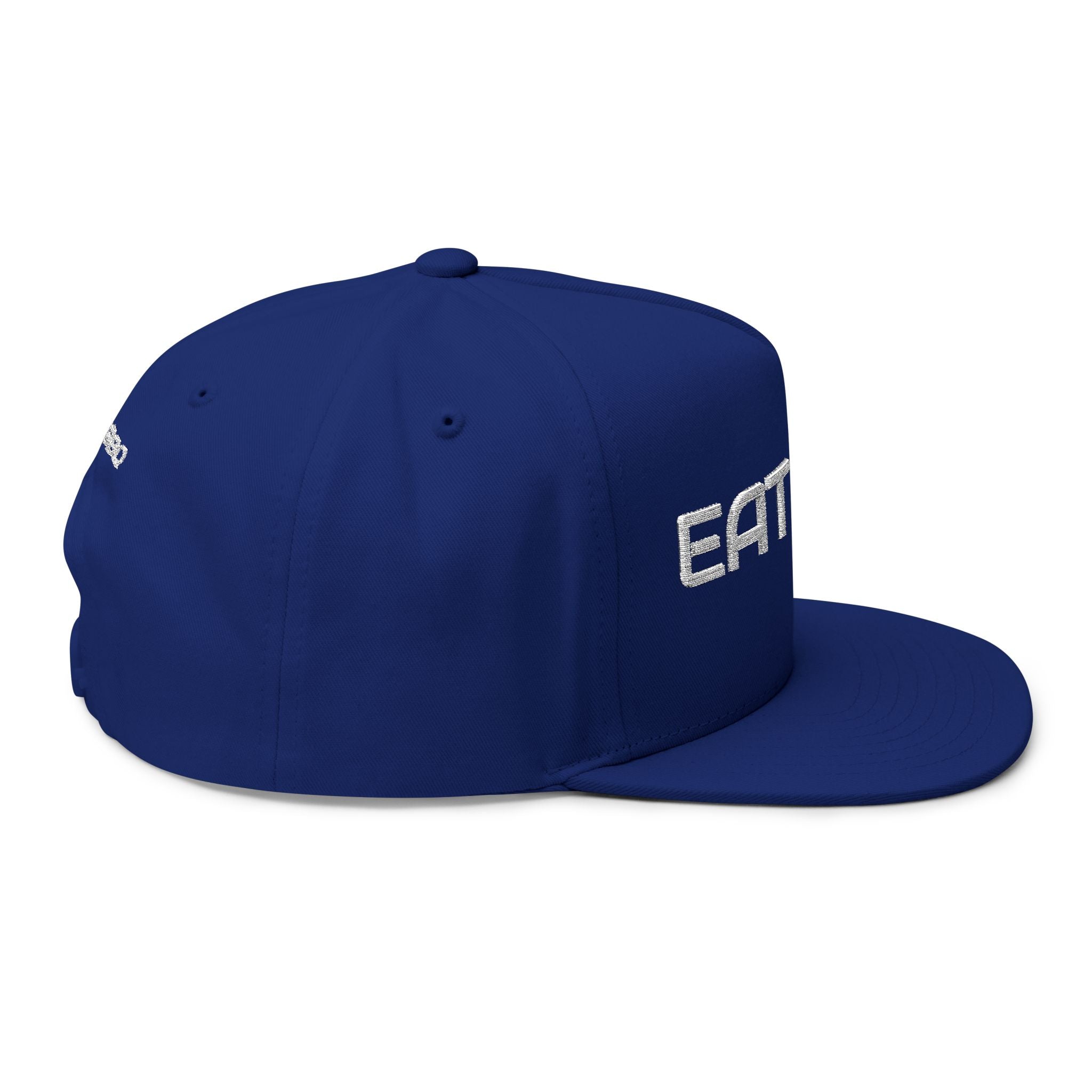 Eat BBQ Embroidered Flat Bill Cap — Snapback BBQ Hat for Grill Lovers